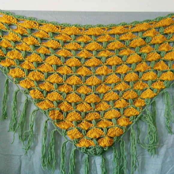 handmade Accessories - Handmade crochet shawlette with fringes